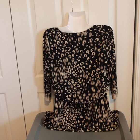 Chico's Size 2 (US Large/12) V-Neck Dress Cream and Black Leopard Print - Picture 13 of 13